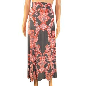 INC International Concepts Maxi Skirt Abstract Print with Rhinestone Accents XL
